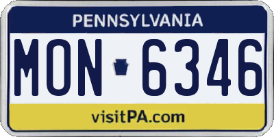 PA license plate MON6346