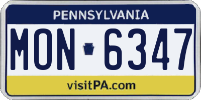 PA license plate MON6347