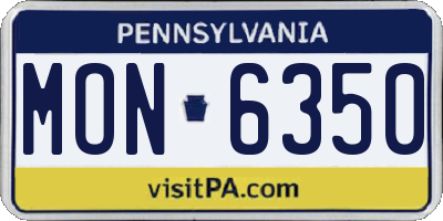 PA license plate MON6350