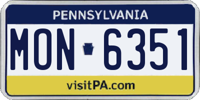 PA license plate MON6351