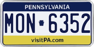 PA license plate MON6352