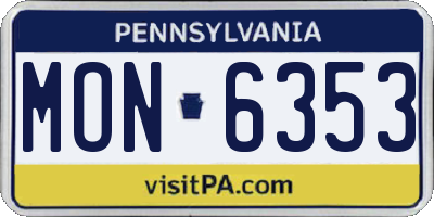 PA license plate MON6353