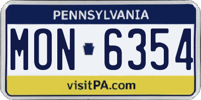PA license plate MON6354