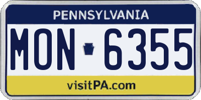 PA license plate MON6355