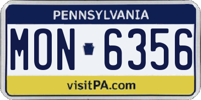 PA license plate MON6356