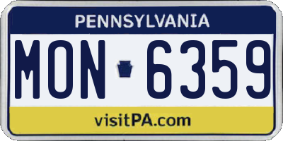 PA license plate MON6359