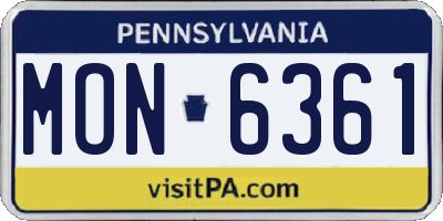 PA license plate MON6361