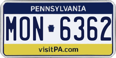 PA license plate MON6362