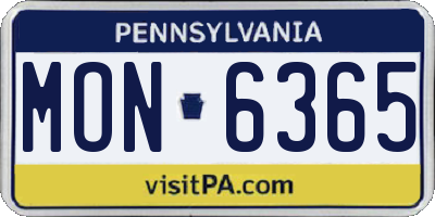 PA license plate MON6365