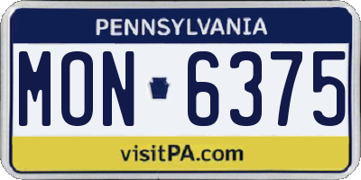 PA license plate MON6375