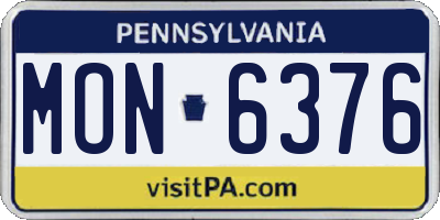 PA license plate MON6376