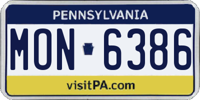 PA license plate MON6386