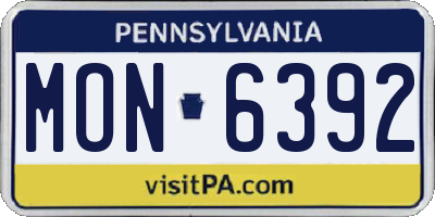 PA license plate MON6392
