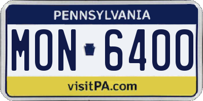 PA license plate MON6400
