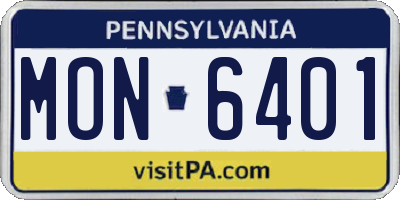 PA license plate MON6401
