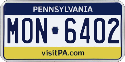 PA license plate MON6402