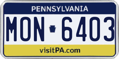 PA license plate MON6403