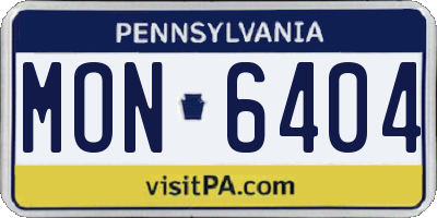 PA license plate MON6404