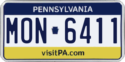 PA license plate MON6411