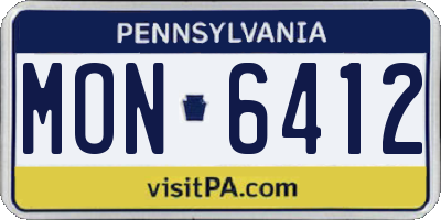 PA license plate MON6412