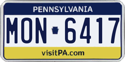 PA license plate MON6417