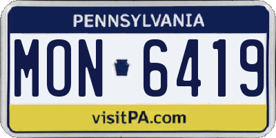 PA license plate MON6419
