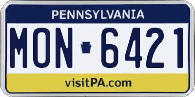 PA license plate MON6421