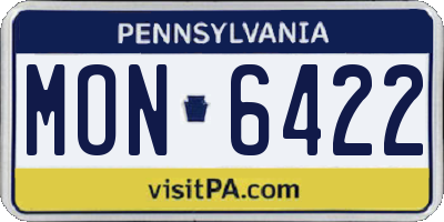 PA license plate MON6422
