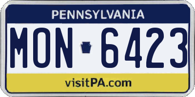 PA license plate MON6423