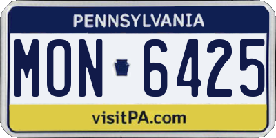 PA license plate MON6425
