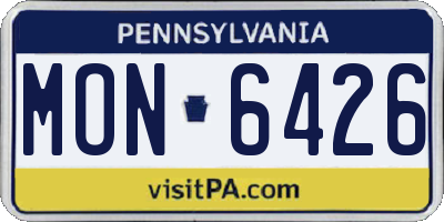 PA license plate MON6426
