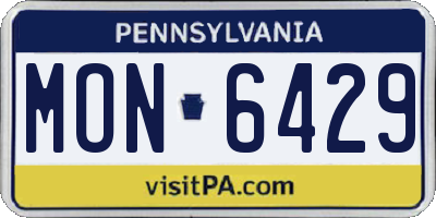 PA license plate MON6429