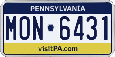 PA license plate MON6431