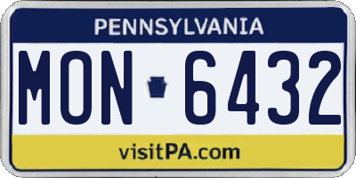 PA license plate MON6432