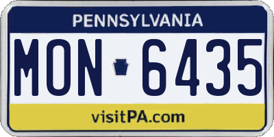 PA license plate MON6435