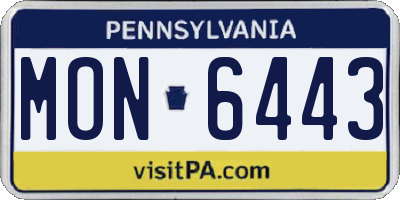 PA license plate MON6443