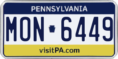 PA license plate MON6449