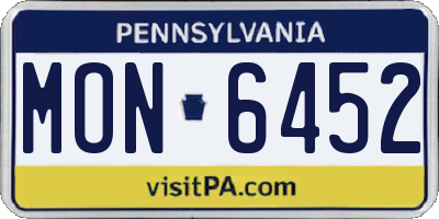 PA license plate MON6452