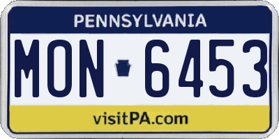 PA license plate MON6453