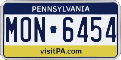 PA license plate MON6454