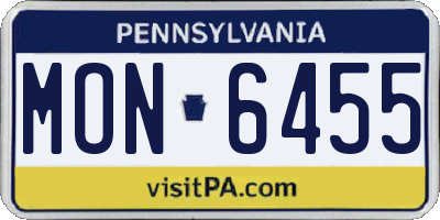 PA license plate MON6455