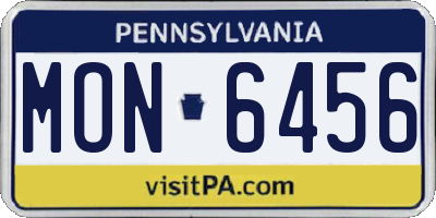 PA license plate MON6456