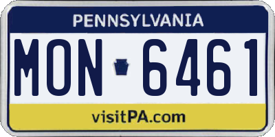 PA license plate MON6461