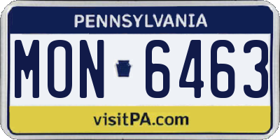 PA license plate MON6463