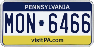 PA license plate MON6466