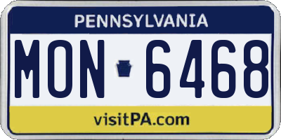 PA license plate MON6468