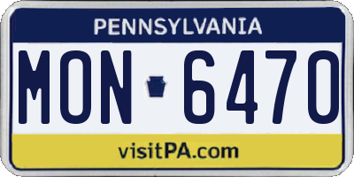 PA license plate MON6470
