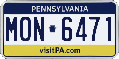 PA license plate MON6471