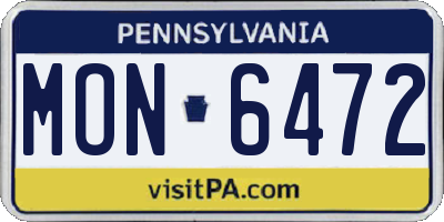 PA license plate MON6472