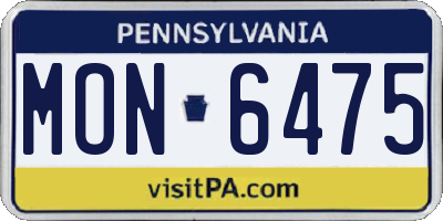 PA license plate MON6475